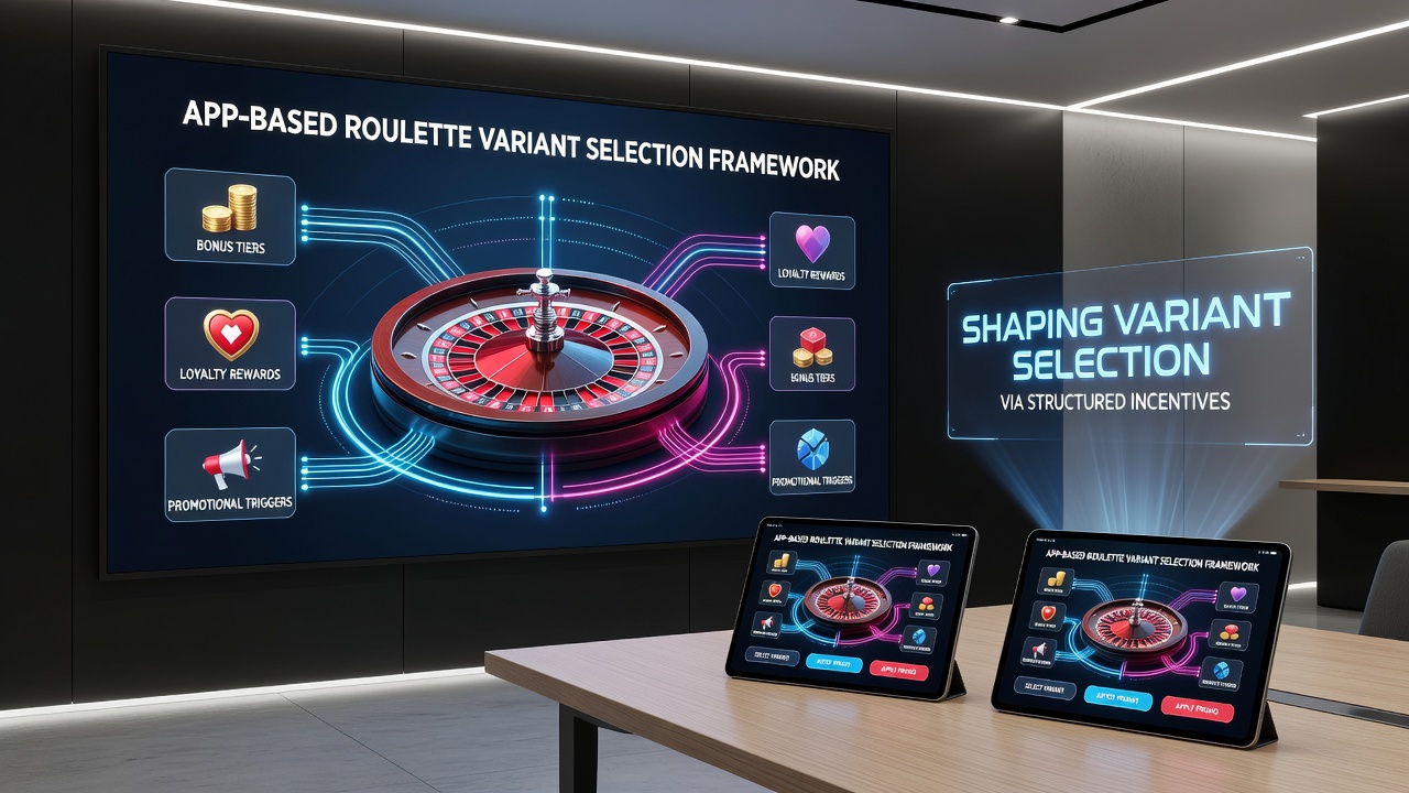 App-based roulette lobby highlighting promotion-driven variant placements