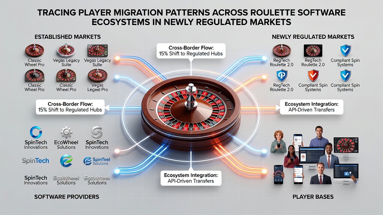 Data visualization of roulette software ecosystem changes and player retention rates in regulated markets during 2026